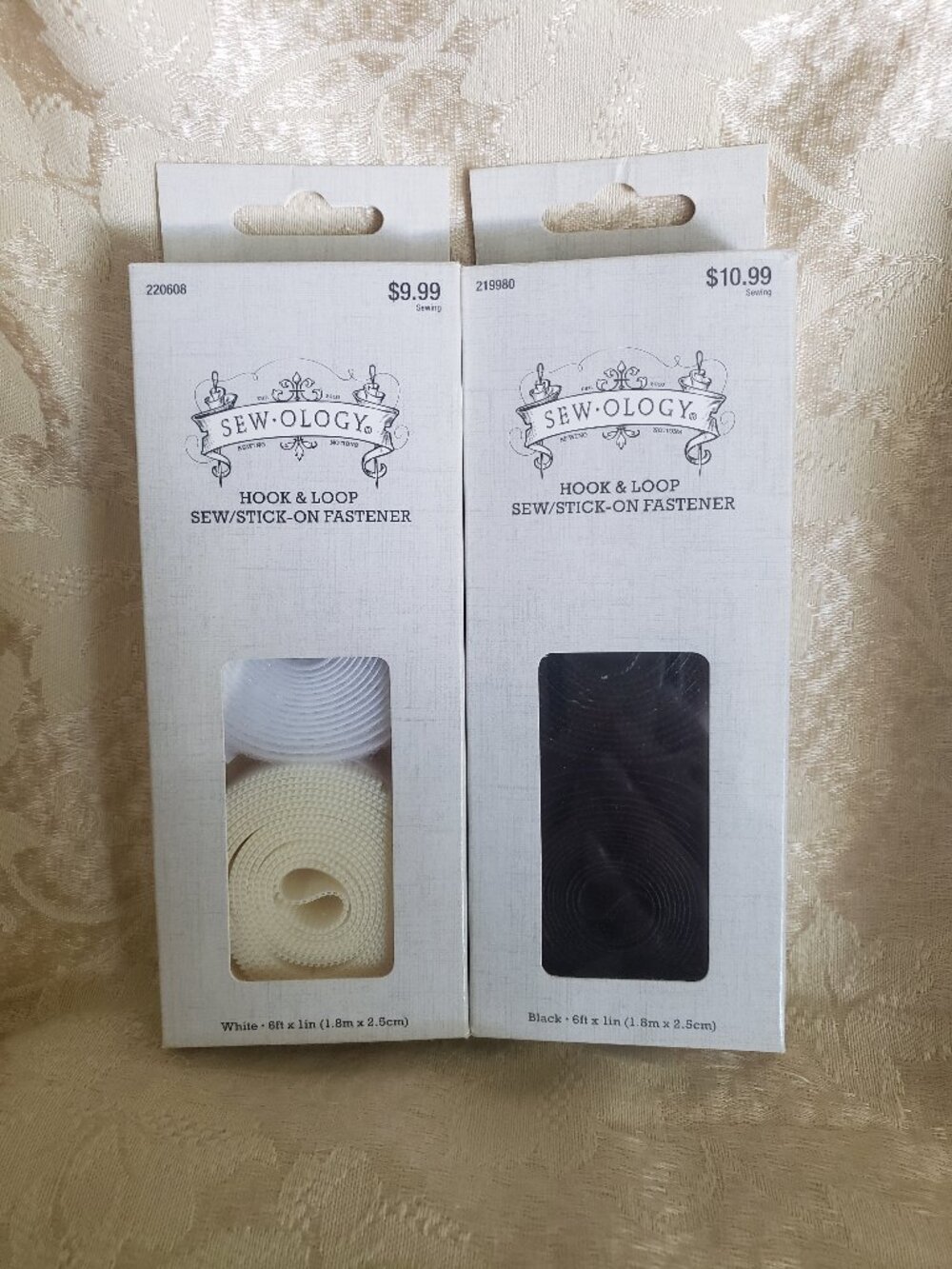 Sew-ology Hook & Loop Sew/Stick-On Fastener White & Black Velcro